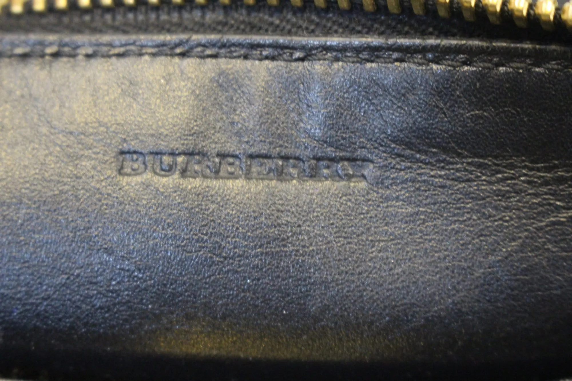 BURBERRY Black Embossed Leather Chichester Crossbody Clutch Bag