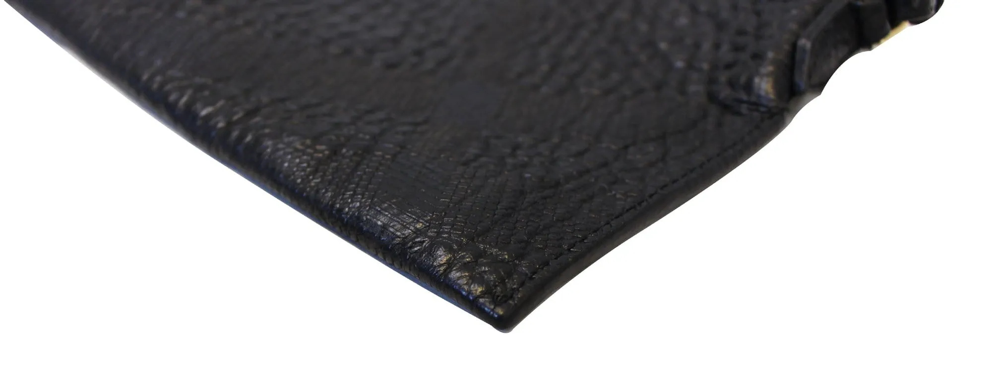 BURBERRY Black Embossed Leather Chichester Crossbody Clutch Bag