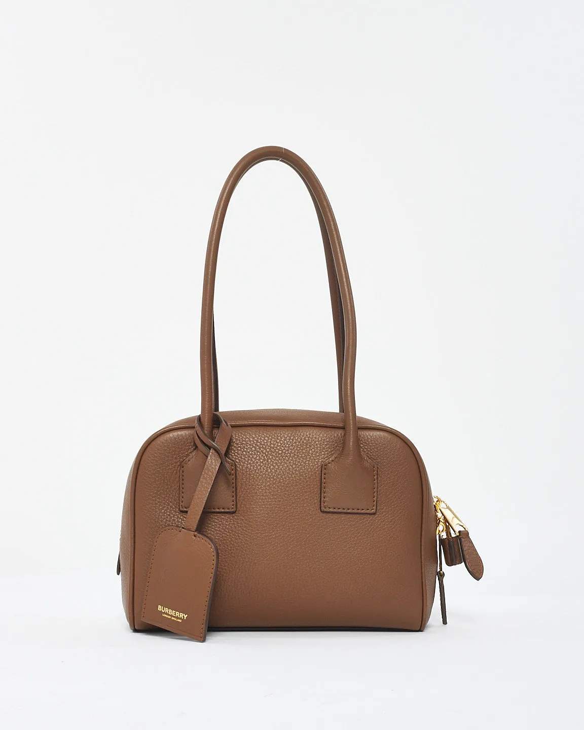Burberry Brown Leather Mini Half Cube Tote Bag
