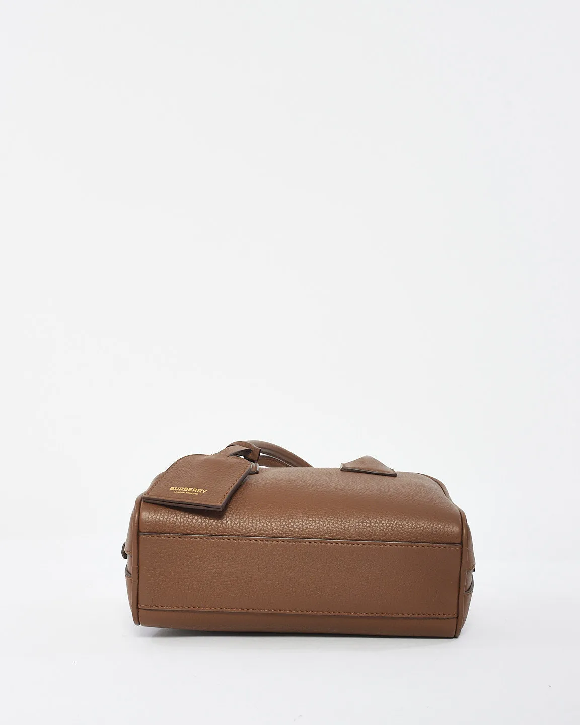 Burberry Brown Leather Mini Half Cube Tote Bag