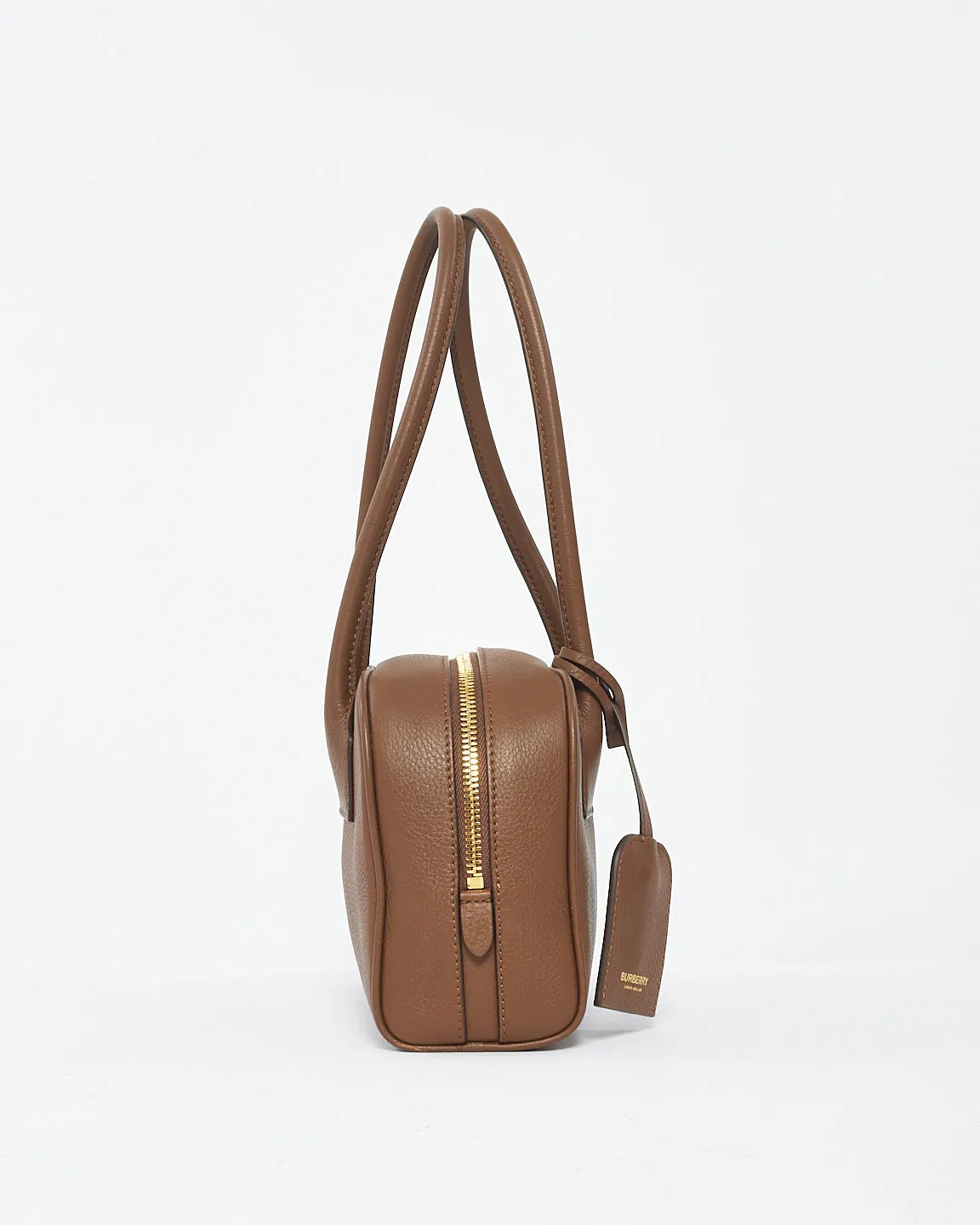 Burberry Brown Leather Mini Half Cube Tote Bag