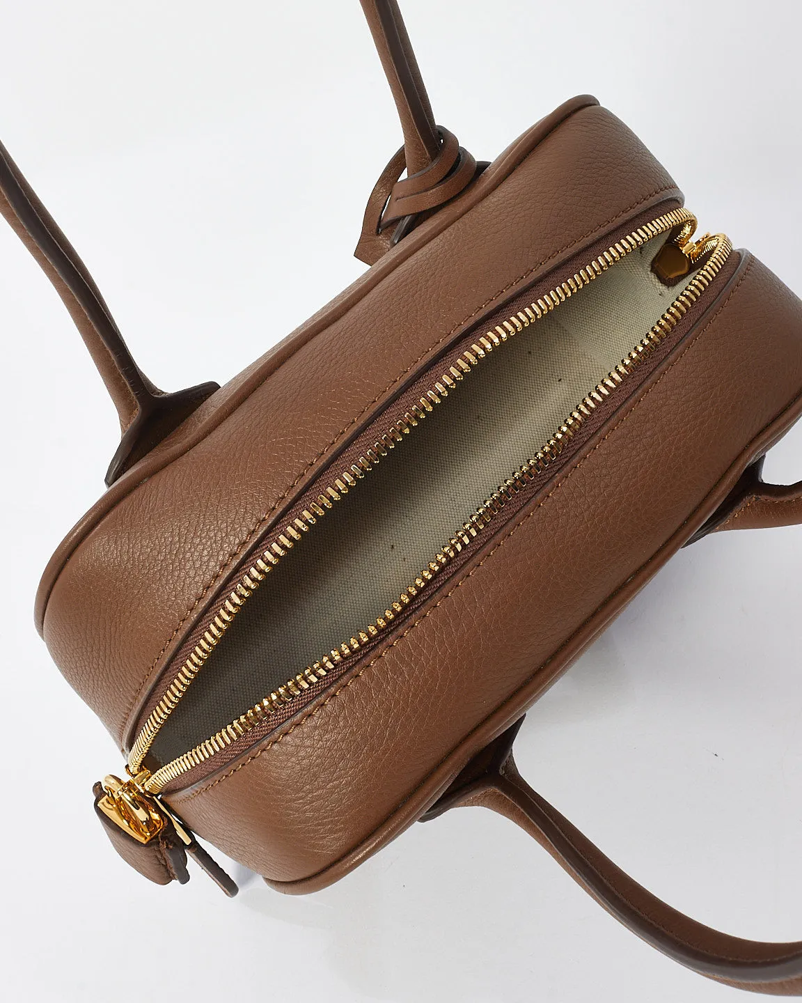 Burberry Brown Leather Mini Half Cube Tote Bag