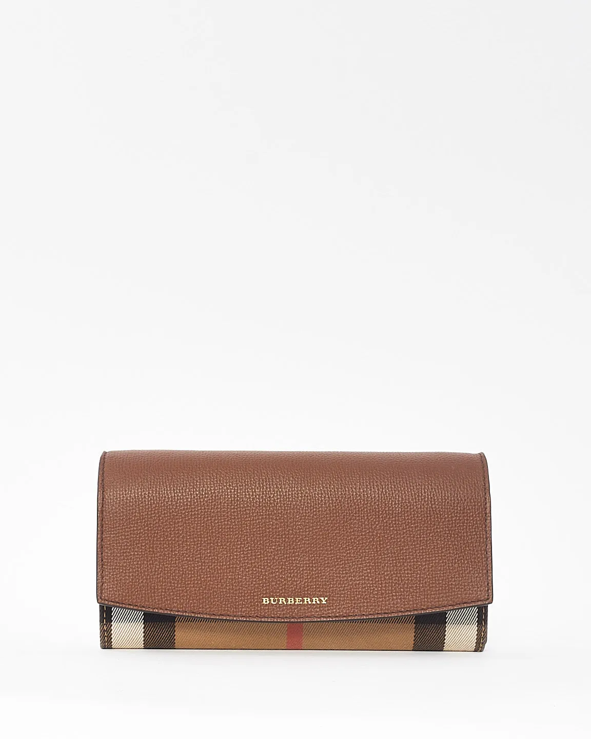 Burberry Check Canvas & Brown Leather Henley Wallet On Chain