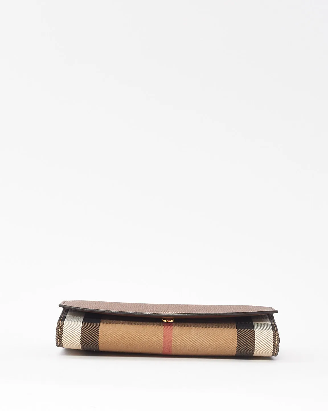 Burberry Check Canvas & Brown Leather Henley Wallet On Chain
