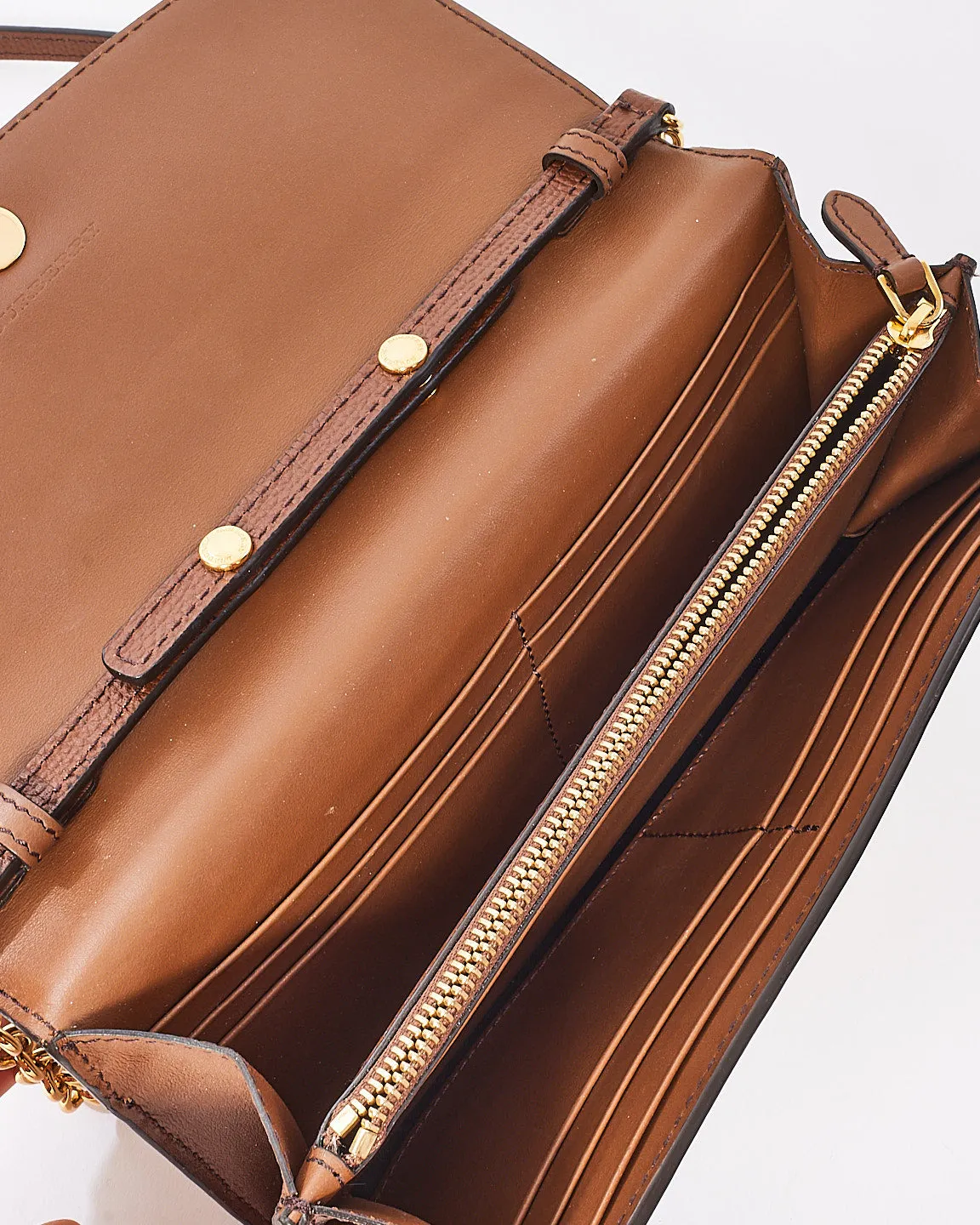 Burberry Check Canvas & Brown Leather Henley Wallet On Chain