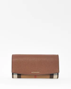 Burberry Check Canvas & Brown Leather Henley Wallet On Chain
