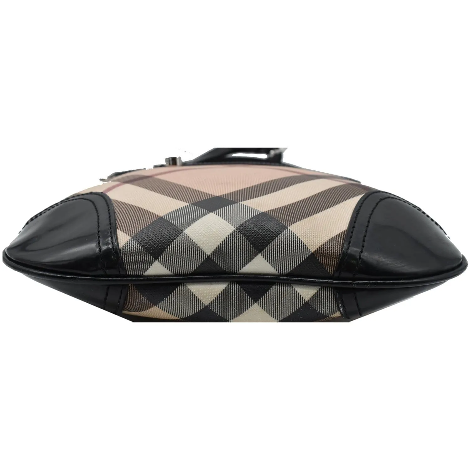 BURBERRY Dryden Small Supernova Check Patent Leather Crossbody Bag Black