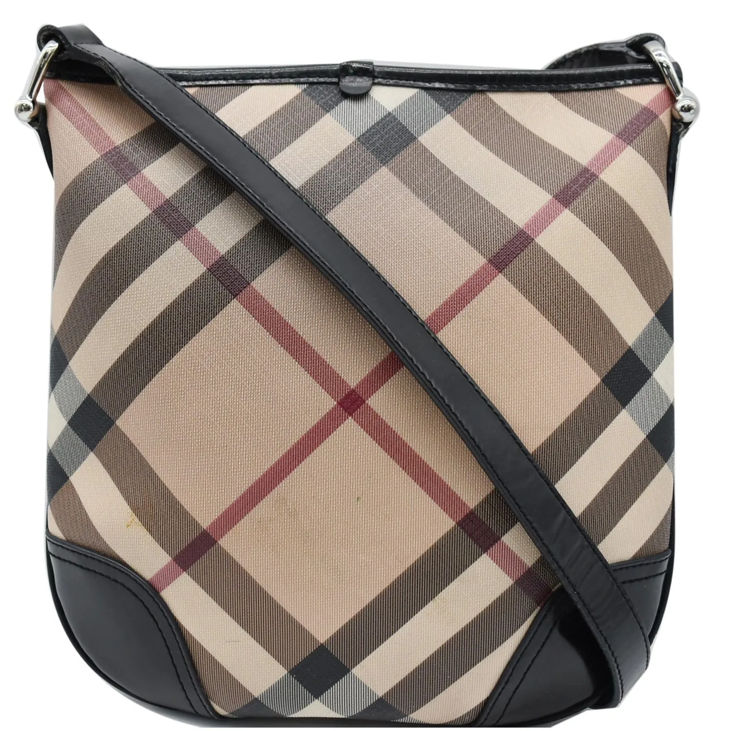 BURBERRY Dryden Small Supernova Check Patent Leather Crossbody Bag Black