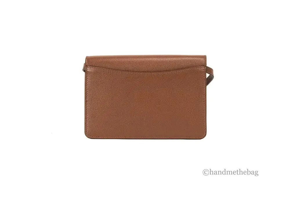 Burberry Hampshire Small Tan Embossed Smooth Leather Crossbody Handbag