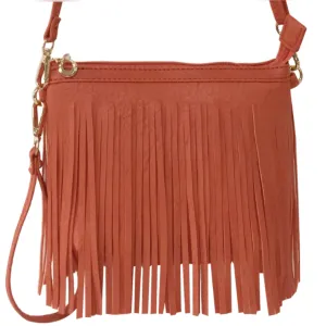 Burnt Orange Fringe Crossbody/Wristlet/Clutch