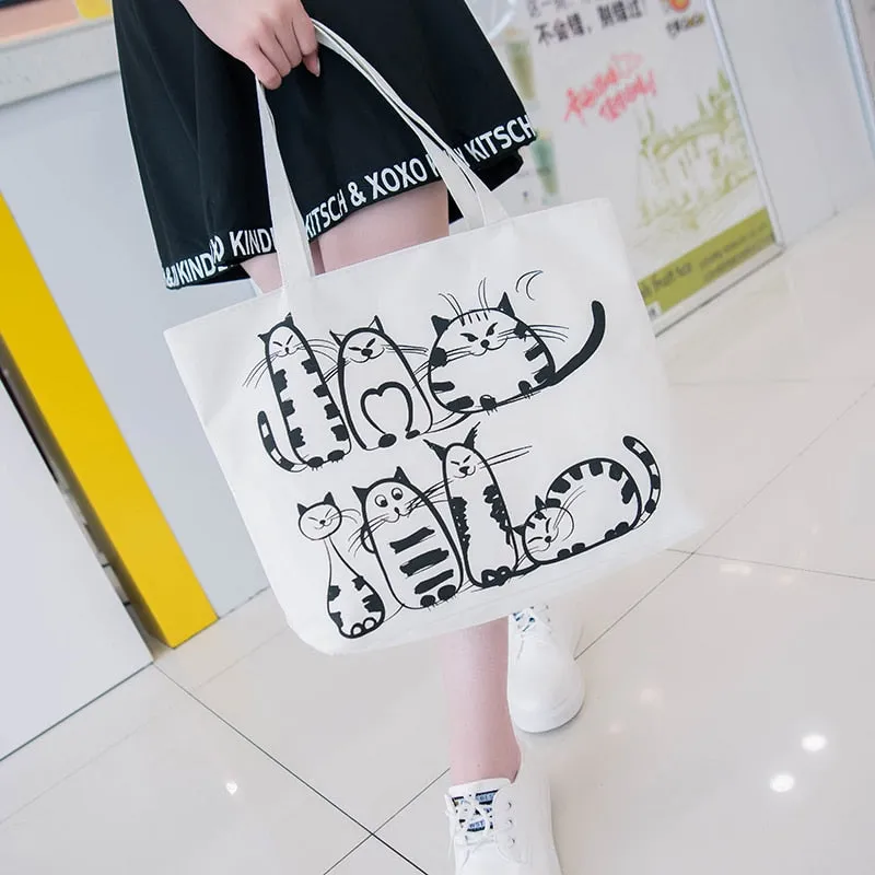 Canvas Cat Shopping Bag