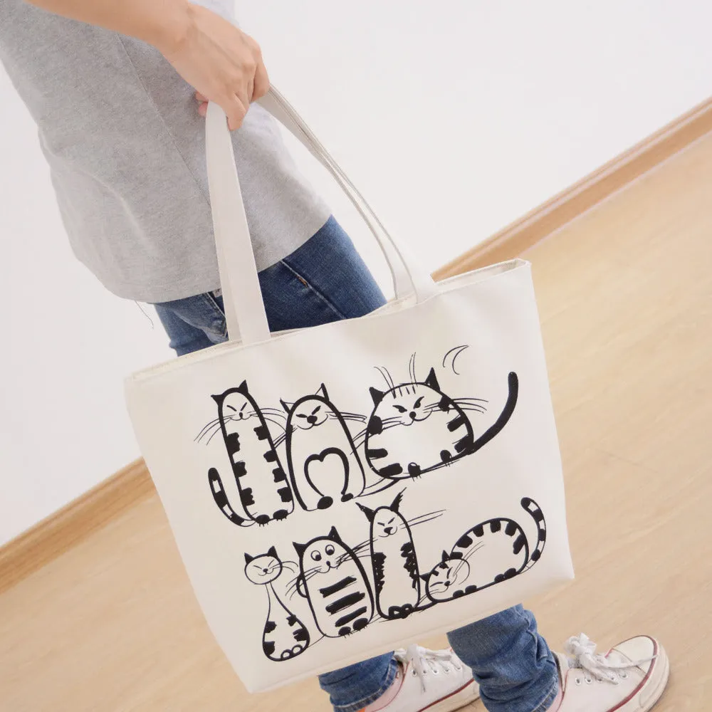 Canvas Cat Shopping Bag