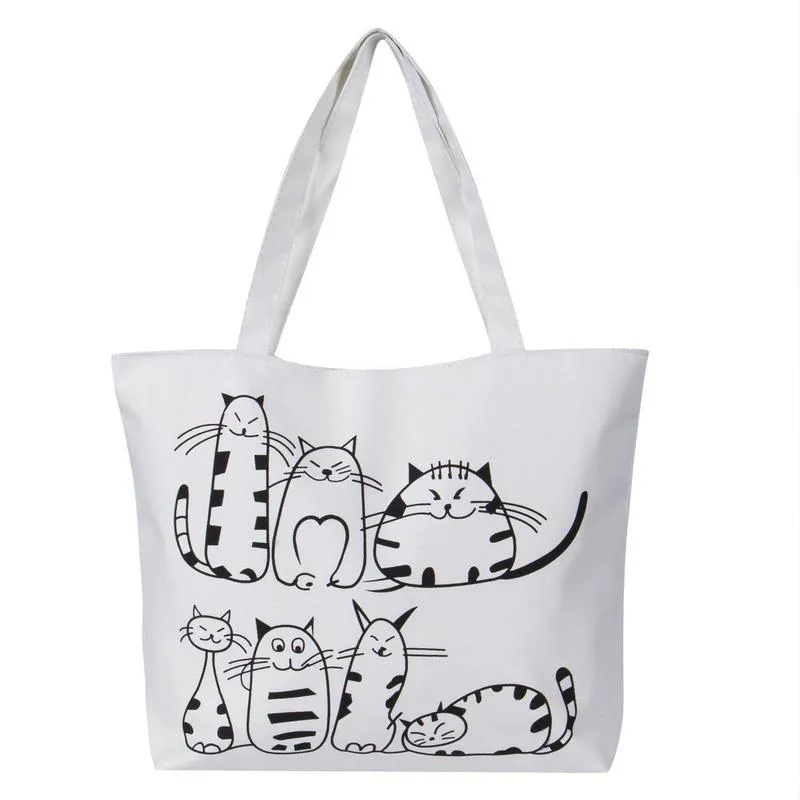 Canvas Cat Shopping Bag