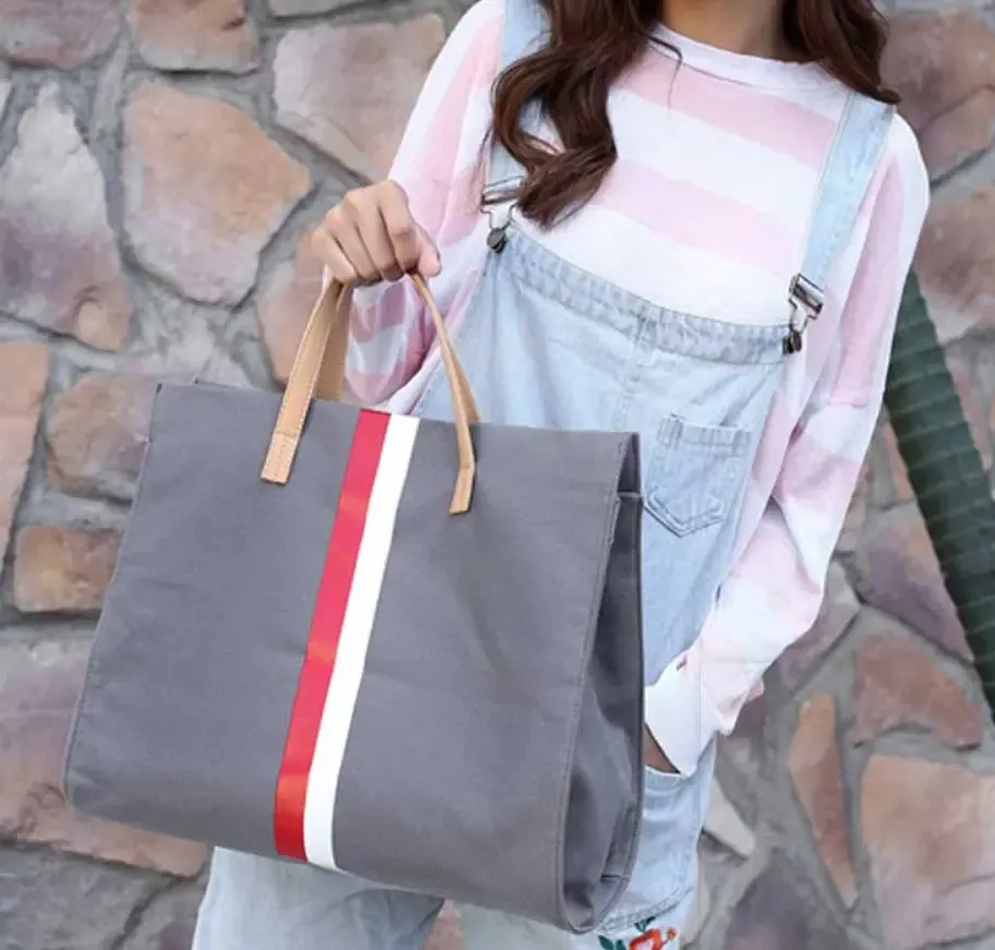 Canvas Stripe Tote Bag for Women
