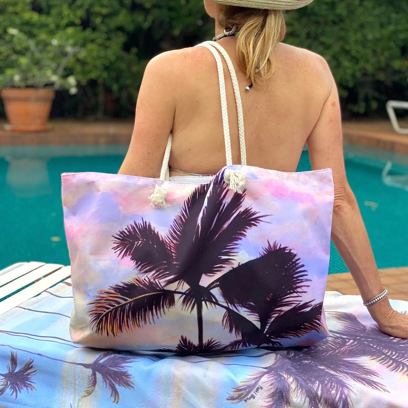 Canvas Tote Bag:  Cotton Candy Clouds
