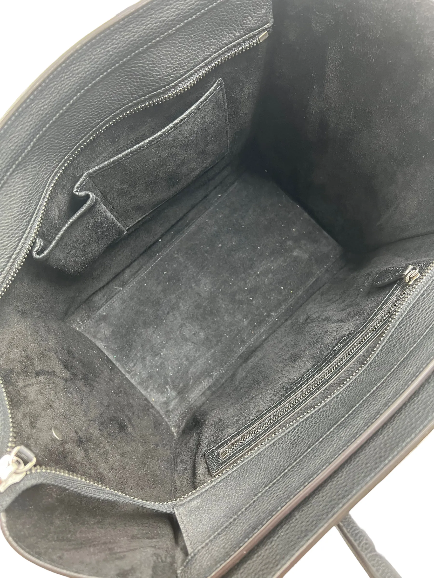 Celine Black Drummed Leather Mini Luggage Tote