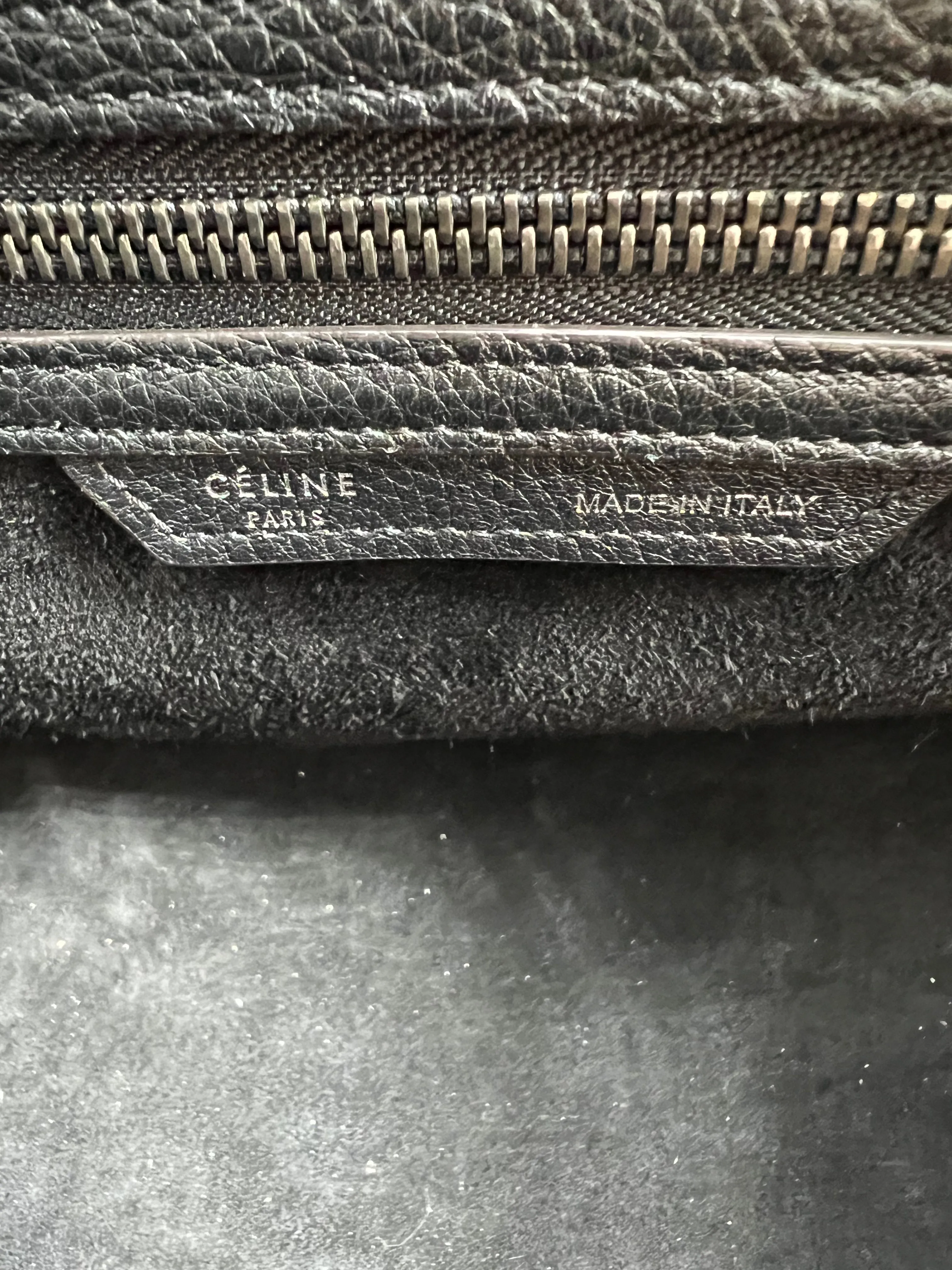 Celine Black Drummed Leather Mini Luggage Tote