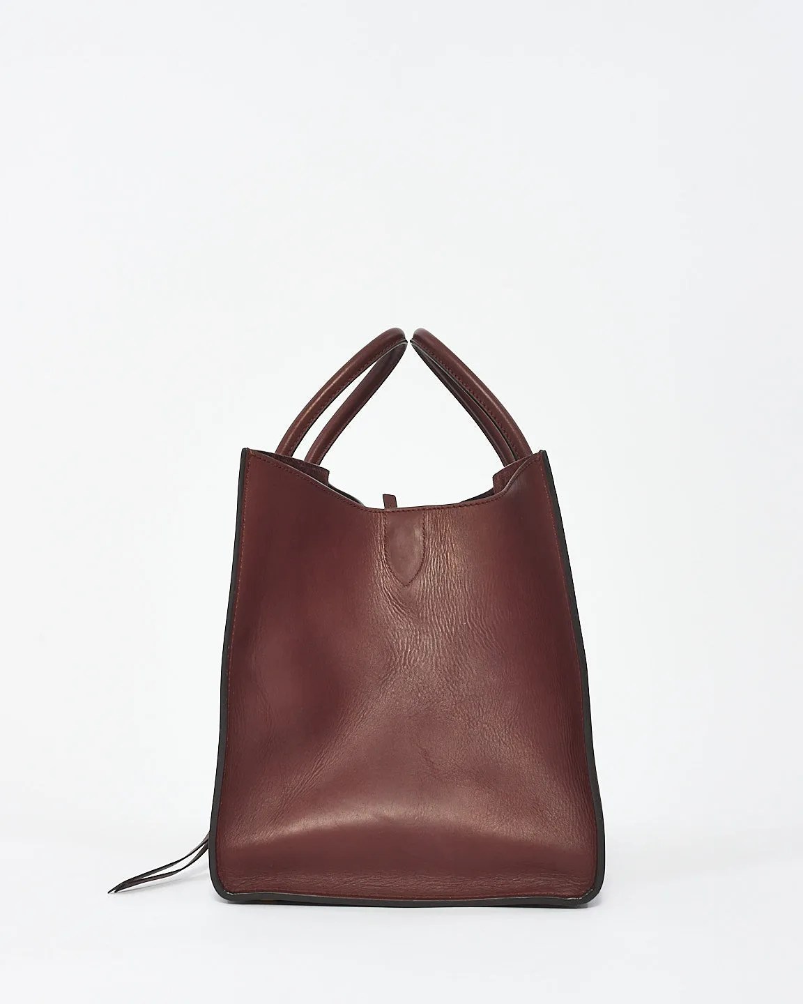 Celine Burgundy Leather Phantom Luggage Medium Tote Bag
