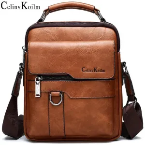 Celinv Koilm Luxury Brand Men Messenger Bags Crossbody Business Casual Handbag Male Spliter Leather Shoulder Bag Large Capacity