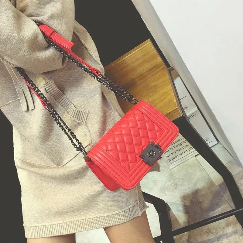 Chain Shoulder Plaid Cross body  Messenger Bag