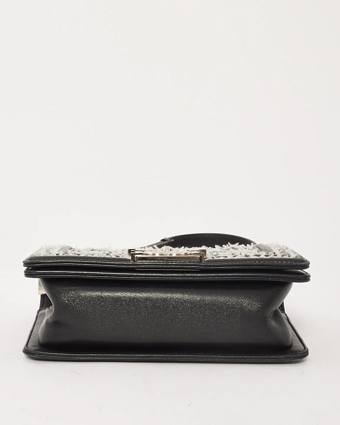Chanel Black Lambskin Special Edition Tweed Quilt Small Boy Bag