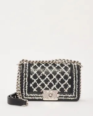 Chanel Black Lambskin Special Edition Tweed Quilt Small Boy Bag