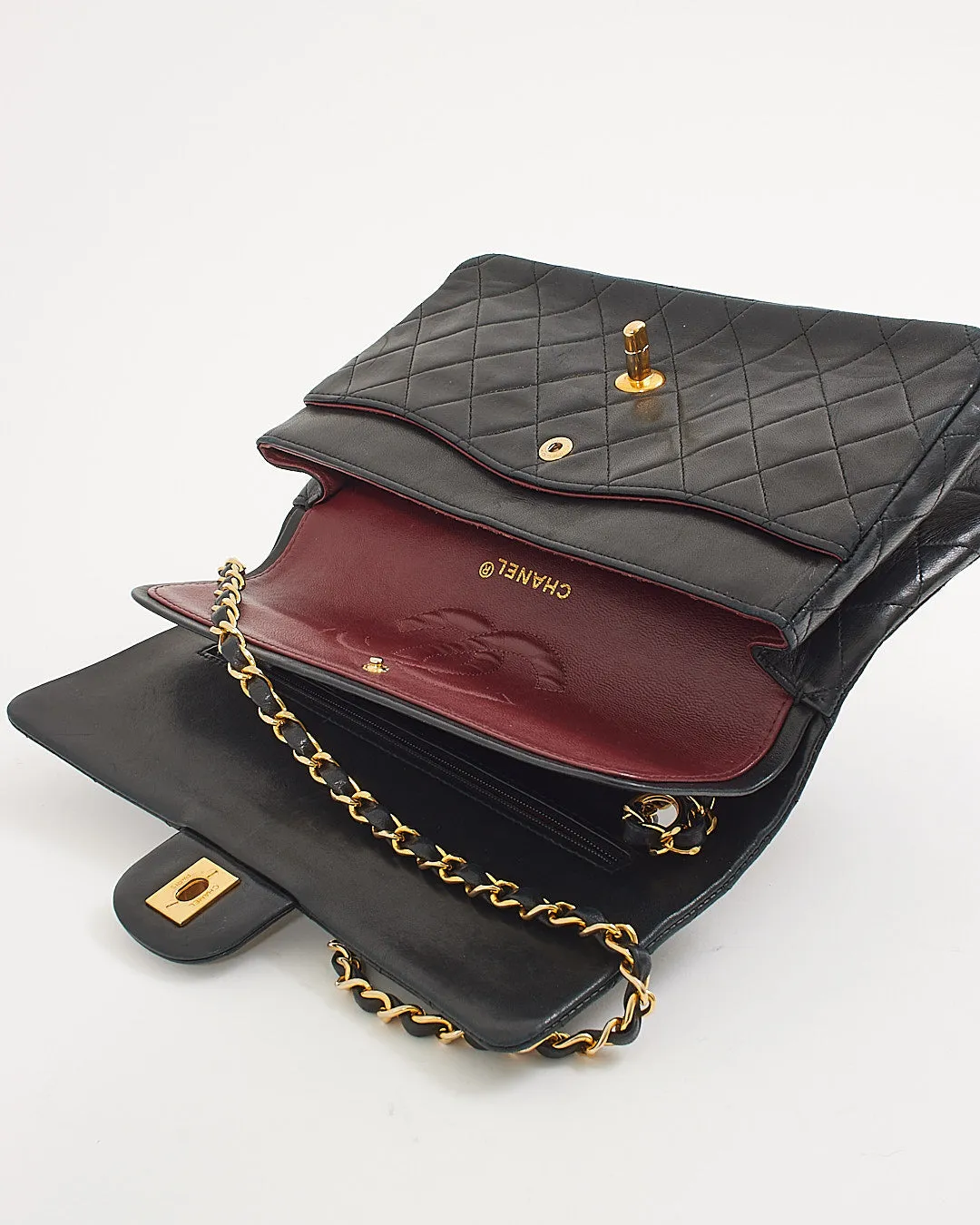 Chanel Black Lambskin Vintage 24K Gold Plated Medium Classic Double Flap Bag