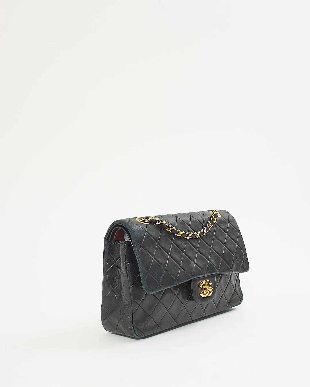 Chanel Black Lambskin Vintage 24K Gold Plated Medium Classic Double Flap Bag