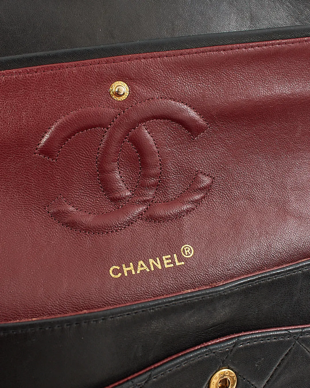 Chanel Black Lambskin Vintage 24K Gold Plated Medium Classic Double Flap Bag
