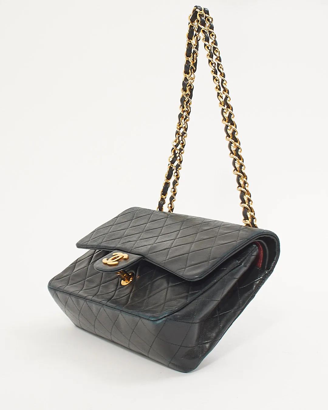 Chanel Black Lambskin Vintage 24K Gold Plated Medium Classic Double Flap Bag