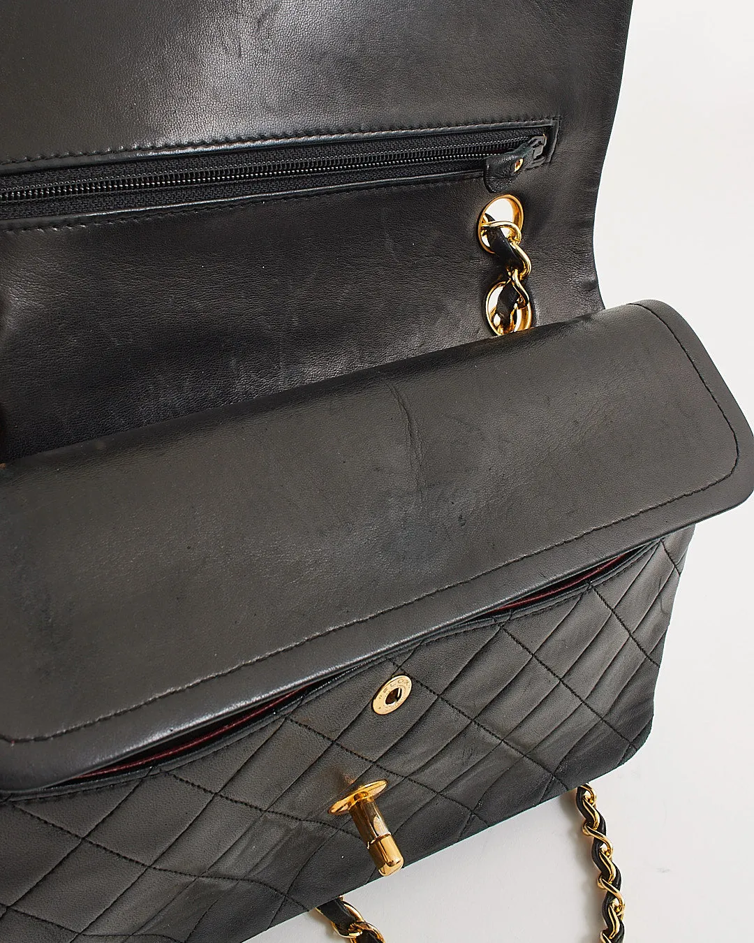 Chanel Black Lambskin Vintage 24K Gold Plated Medium Classic Double Flap Bag