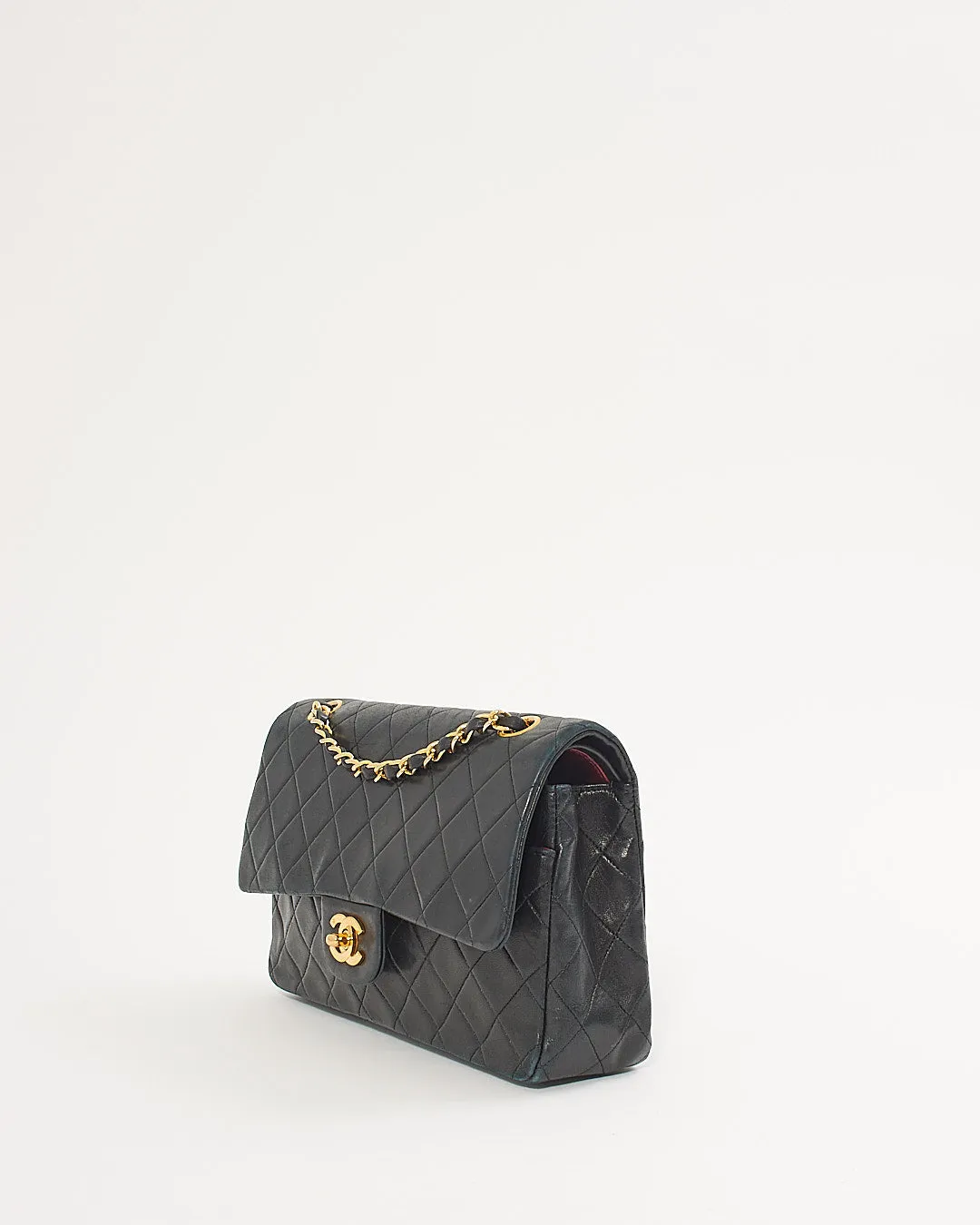 Chanel Black Lambskin Vintage 24K Gold Plated Medium Classic Double Flap Bag