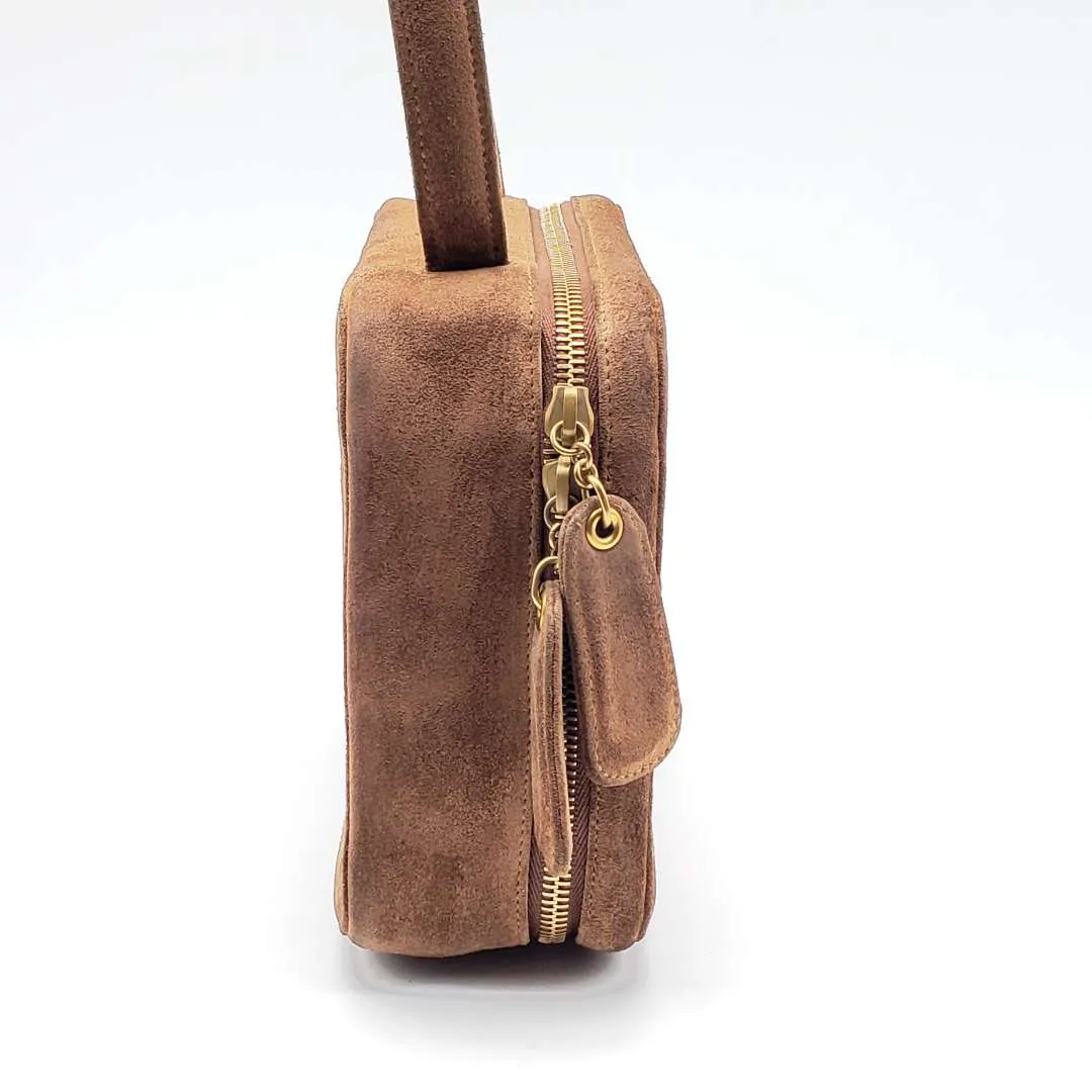 Chanel CC Suede Brown Rare Vintage Hand Bag