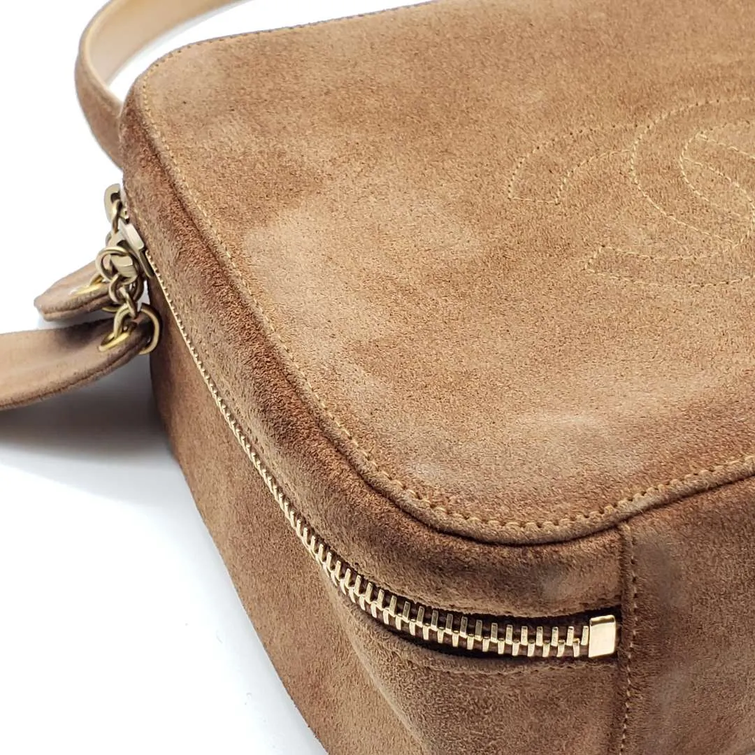 Chanel CC Suede Brown Rare Vintage Hand Bag