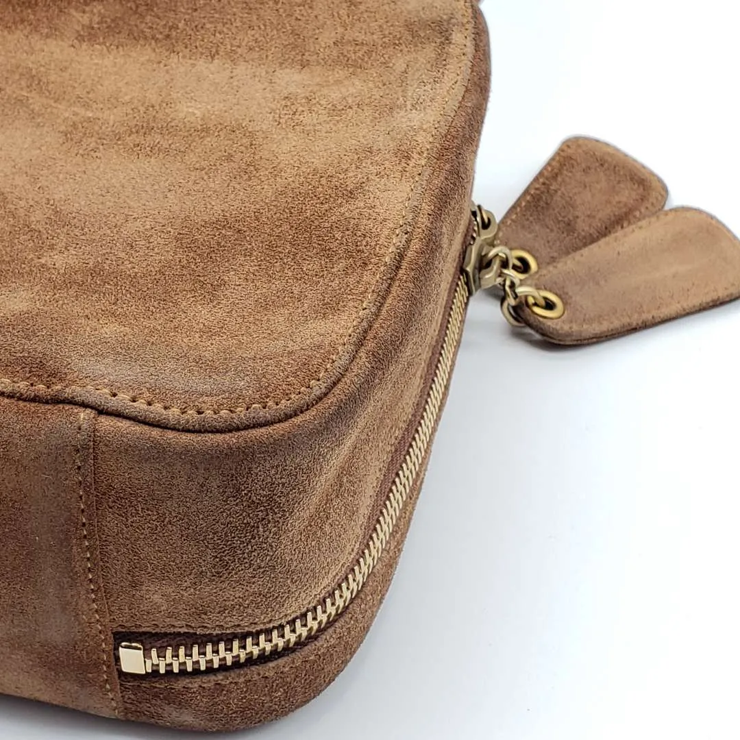 Chanel CC Suede Brown Rare Vintage Hand Bag