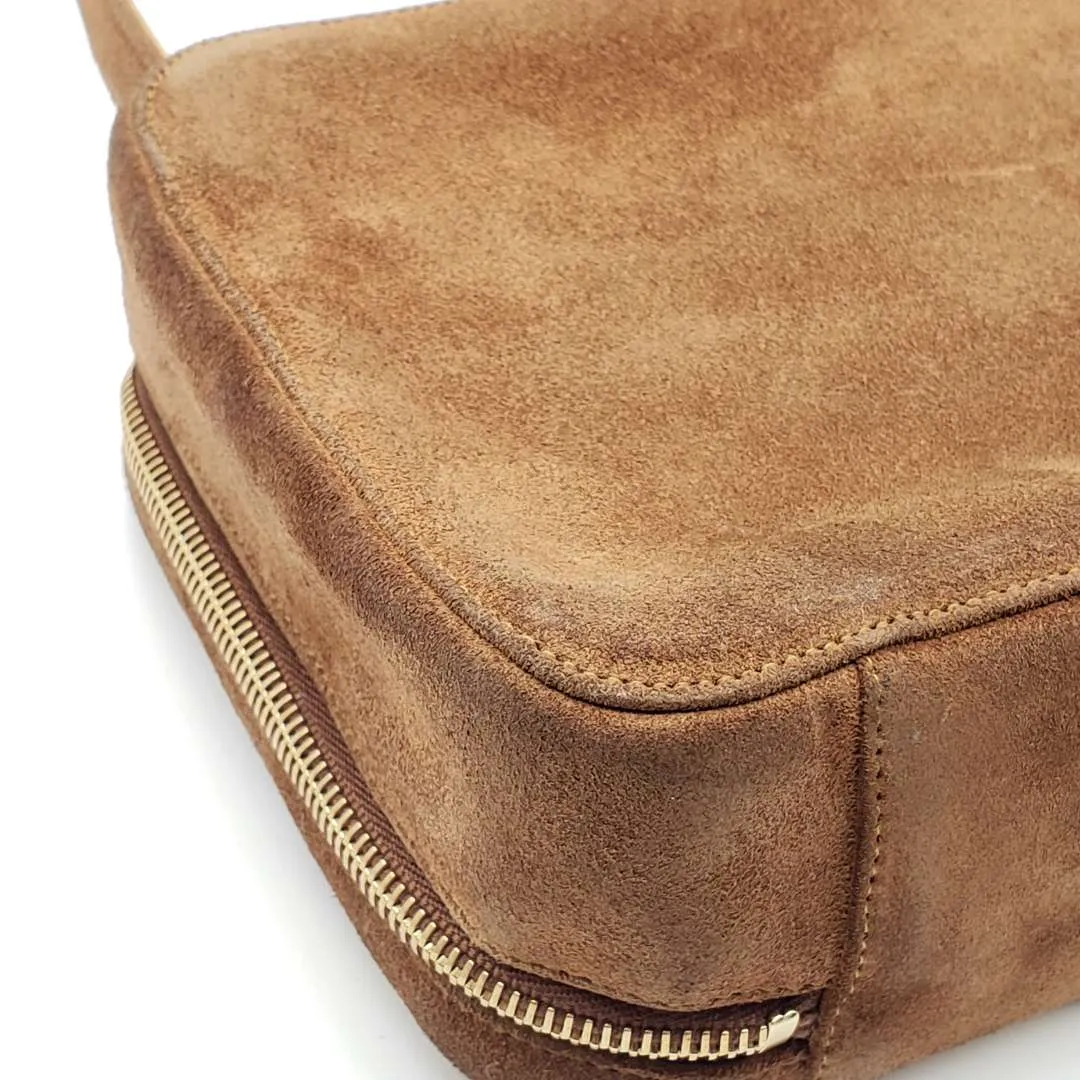Chanel CC Suede Brown Rare Vintage Hand Bag