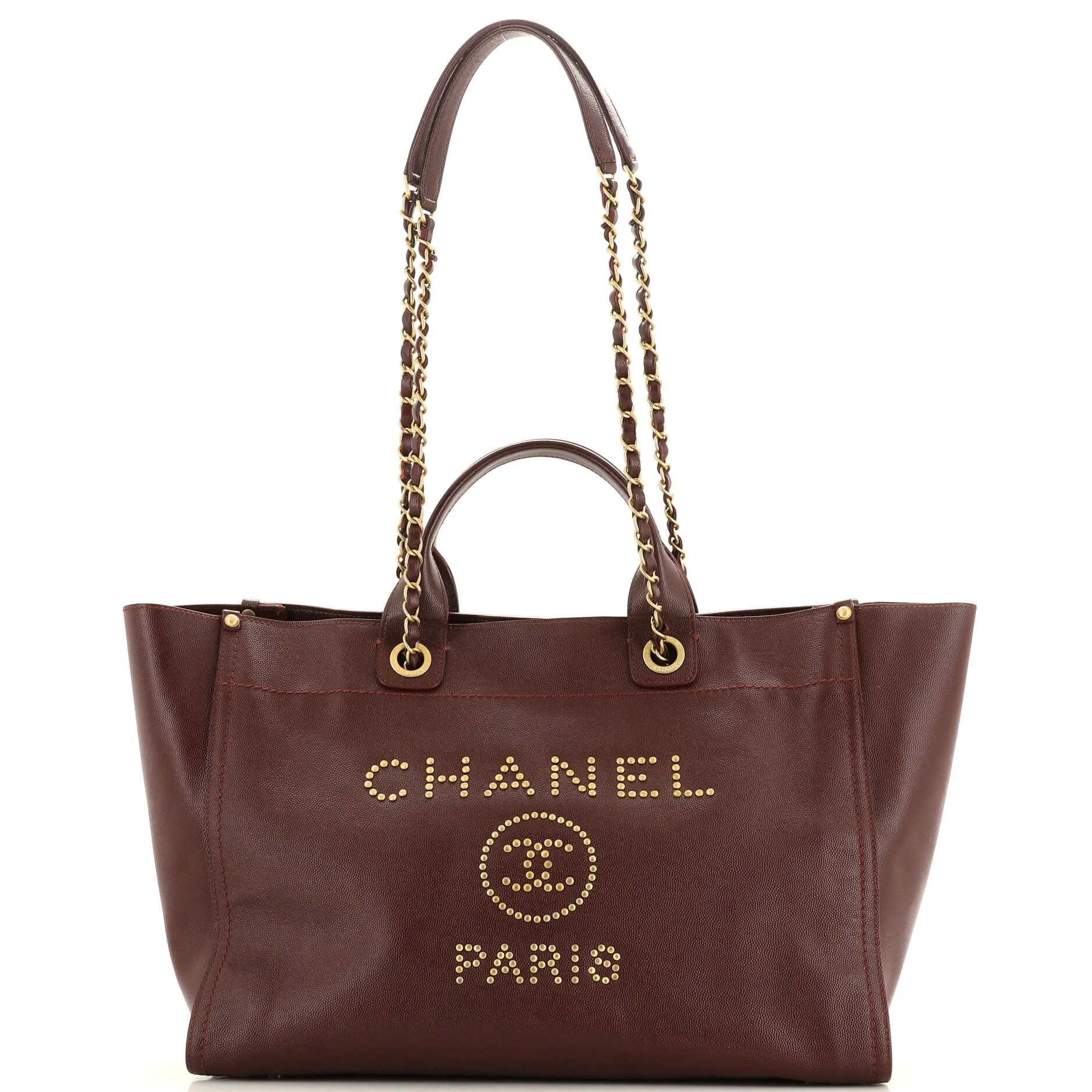CHANEL Deauville Tote Studded Caviar Medium