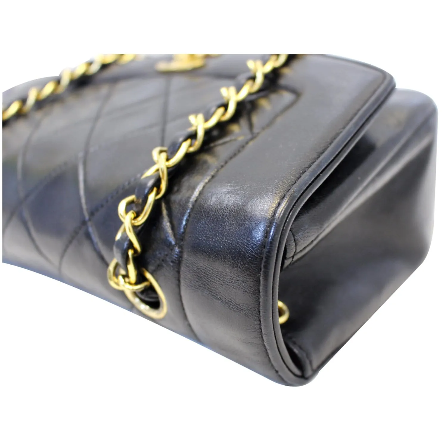 CHANEL Diana Flap Bag Quilted Lambskin Shoulder Bag Black Vintage