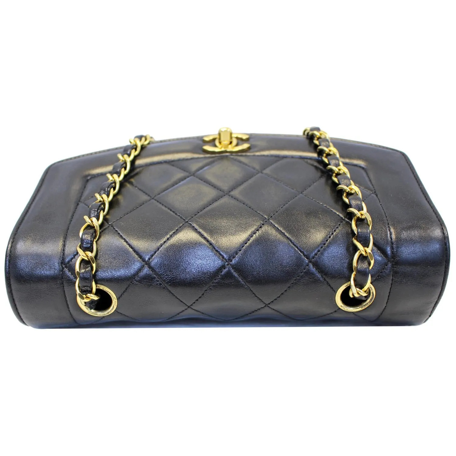 CHANEL Diana Flap Bag Quilted Lambskin Shoulder Bag Black Vintage