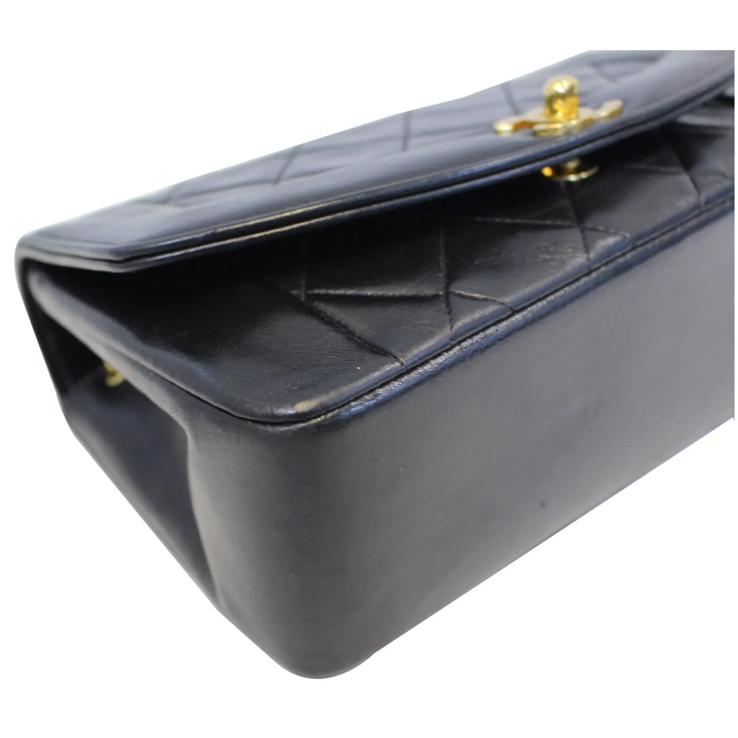 CHANEL Diana Flap Bag Quilted Lambskin Shoulder Bag Black Vintage