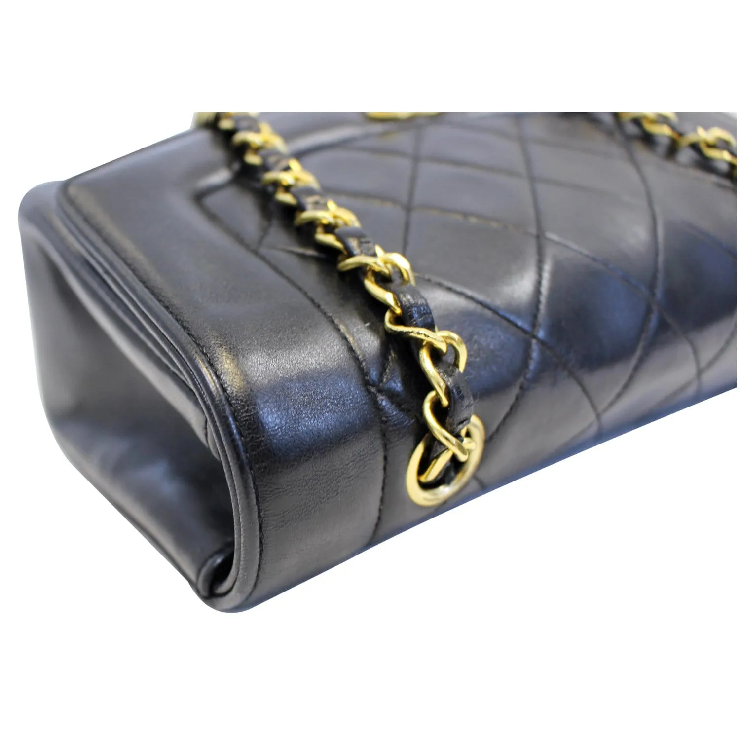 CHANEL Diana Flap Bag Quilted Lambskin Shoulder Bag Black Vintage