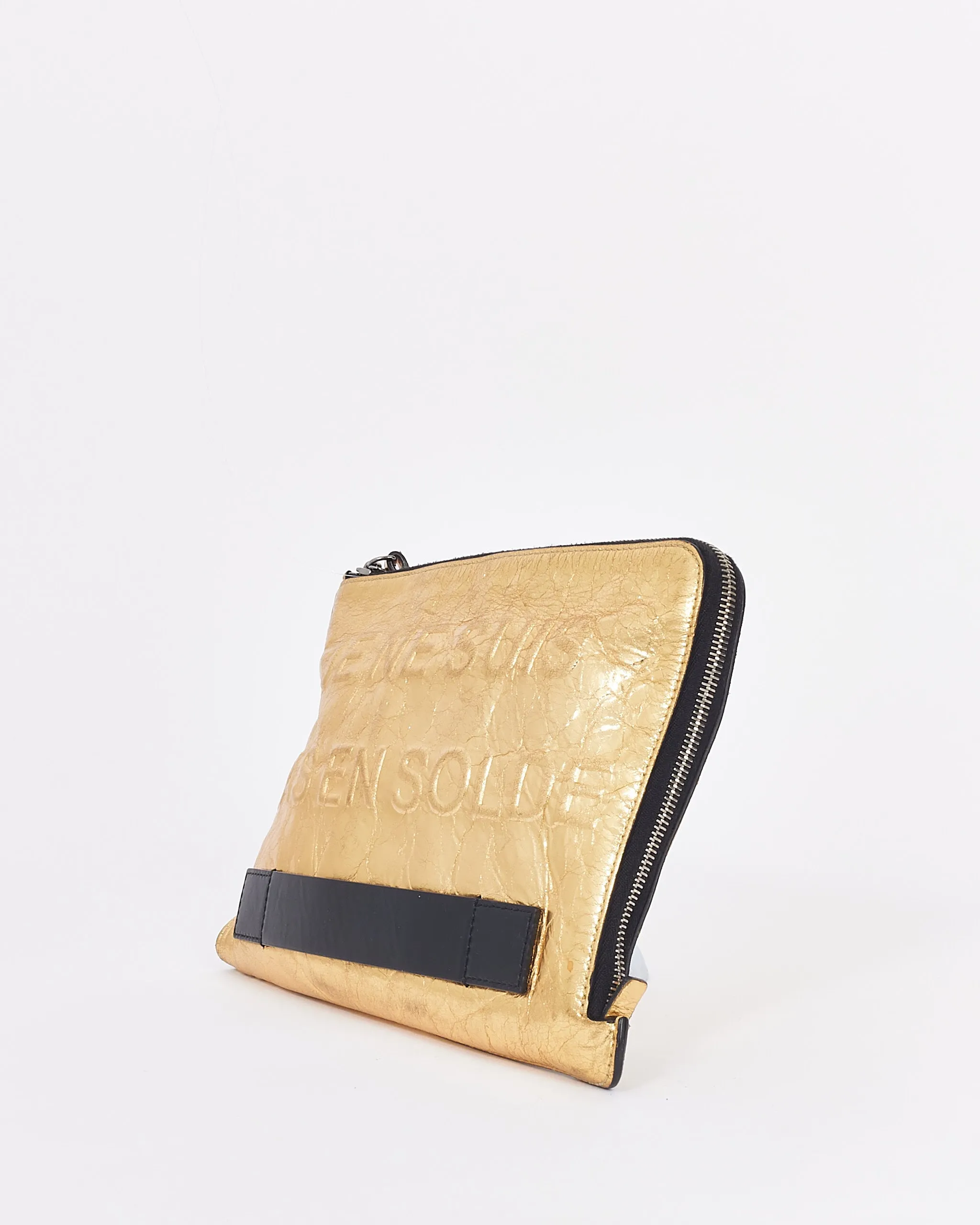 Chanel Gold Metallic Large Je Ne Suis Pas En Solde O-Case