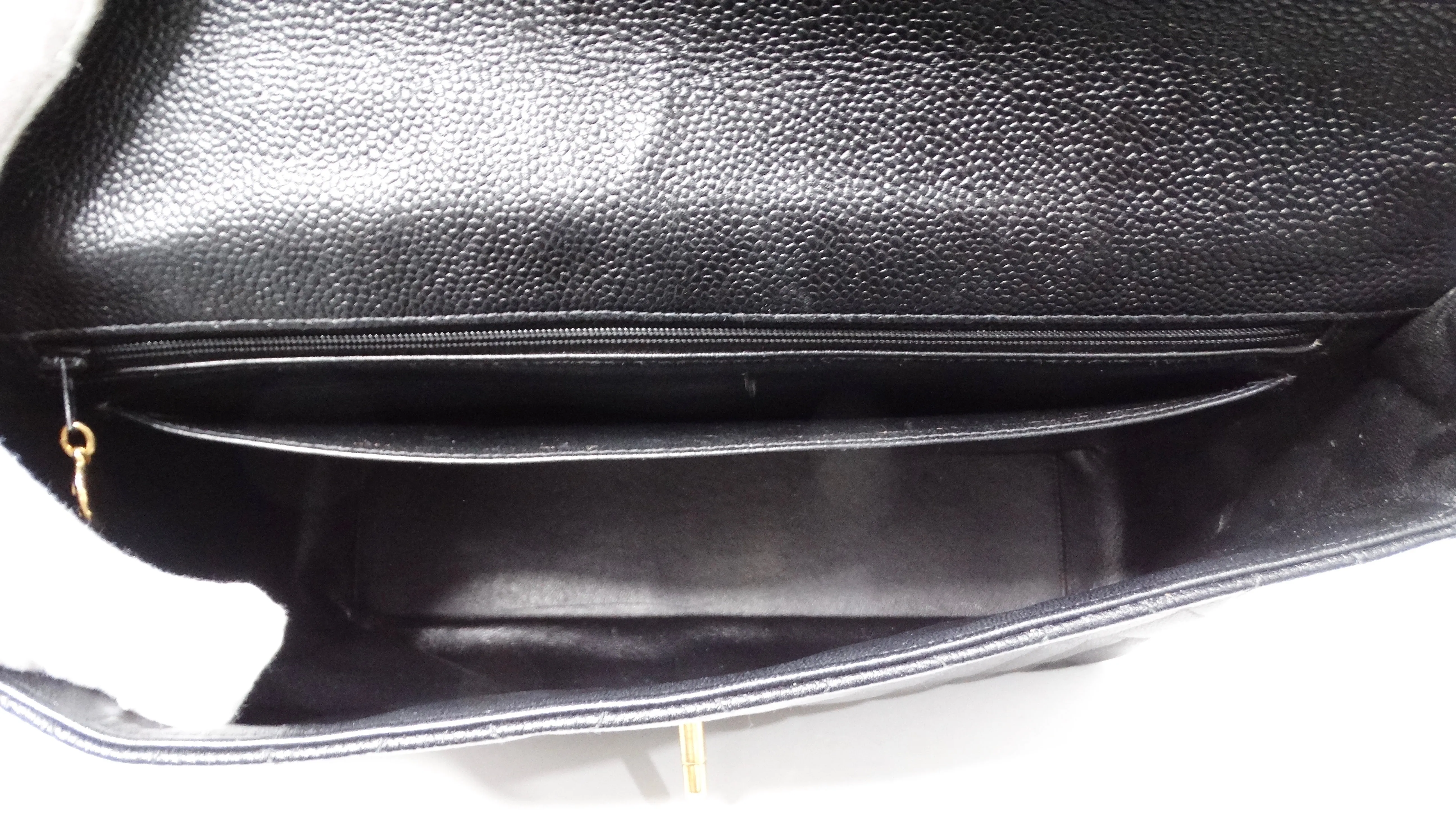 Chanel Large Quilted Caviar Leather Interlocking CC Messenger Shoulder Bag