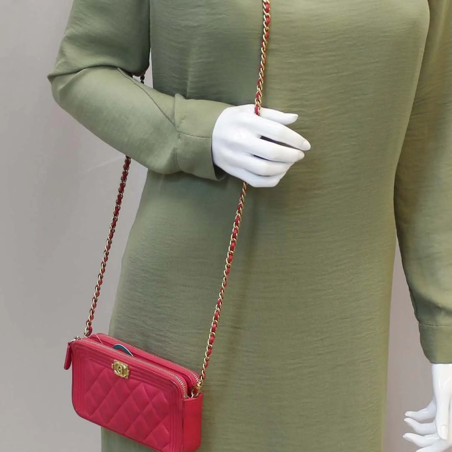 Chanel Le Boy Wallet on Chain Woc Double Zip Clutch Crossbody Bag