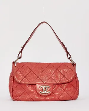 Chanel Pink Glazed Calfskin Leather On The Road Flap Shoulder Bag