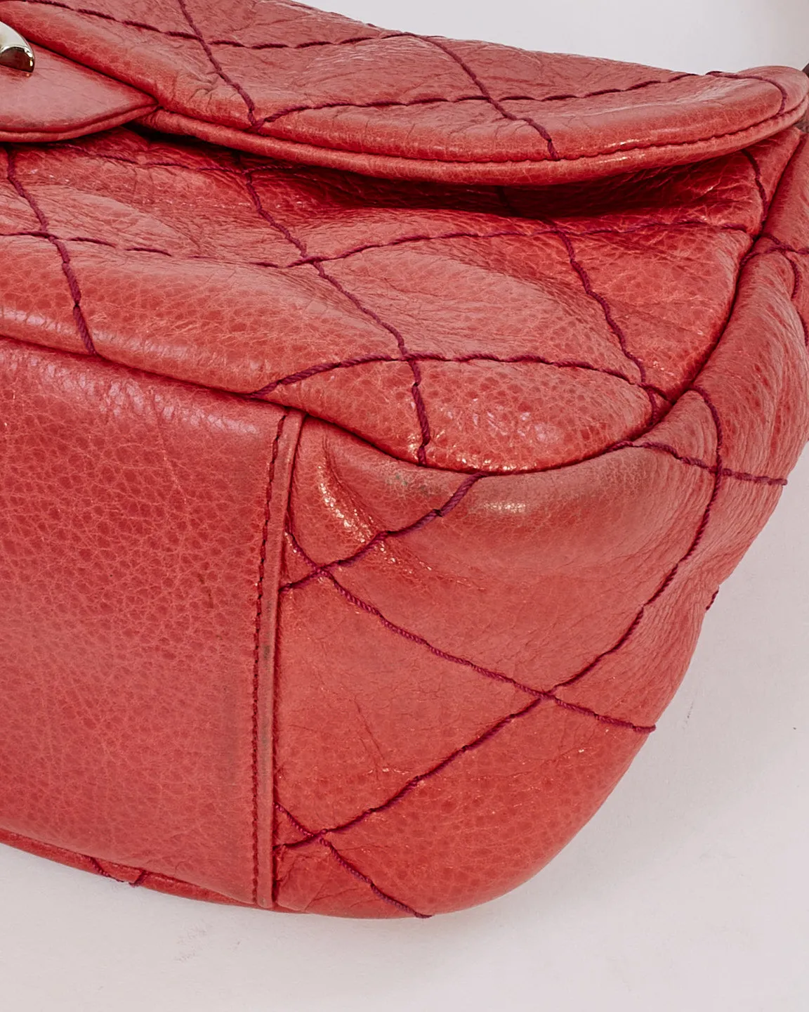 Chanel Pink Glazed Calfskin Leather On The Road Flap Shoulder Bag