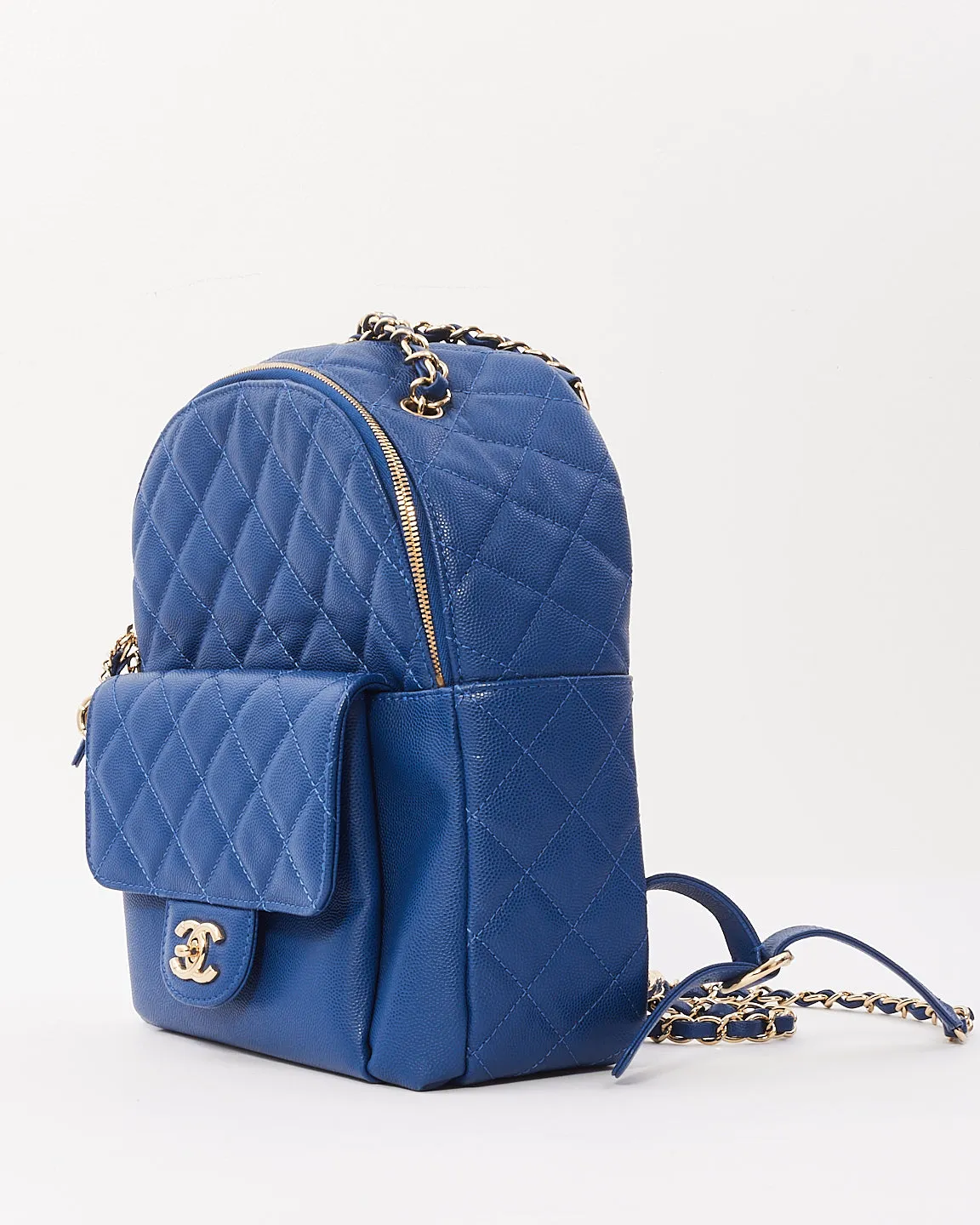Chanel Royal Blue Caviar Quilted CC Day Backpack