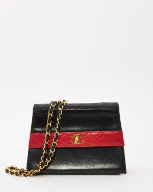Chanel Vintage Black & Red Leather Trapezoid Shoulder Bag GHW