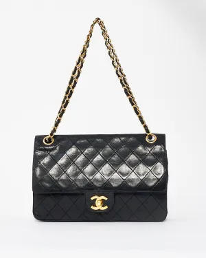 Chanel Vintage Black Lambskin Medium Double Flap Bag GHW