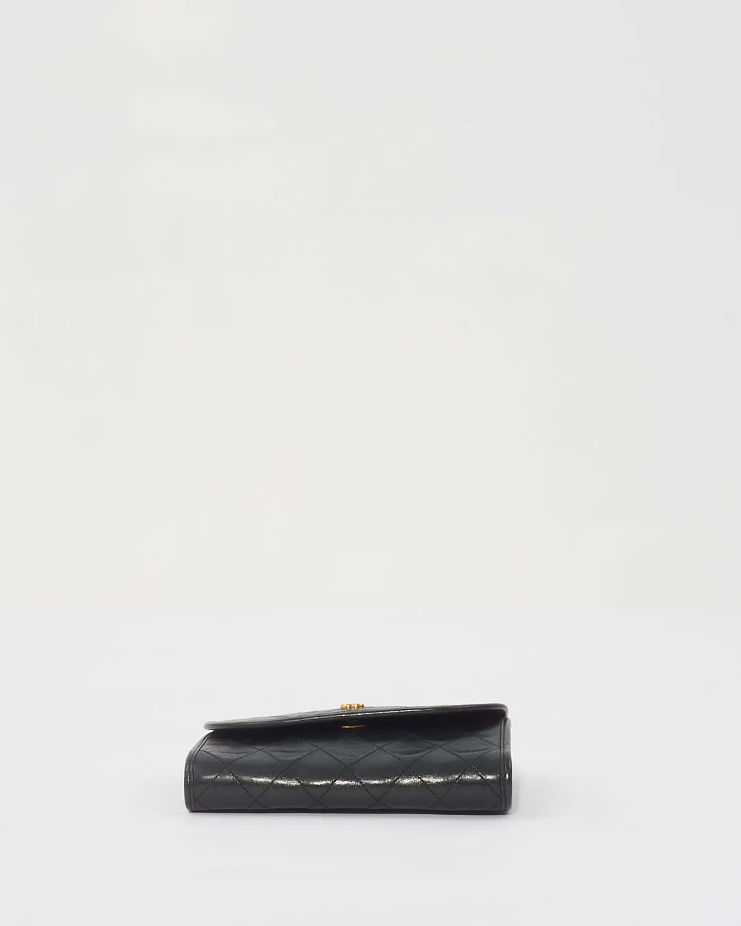 Chanel Vintage Black Lambskin Quilted Wallet on Chain